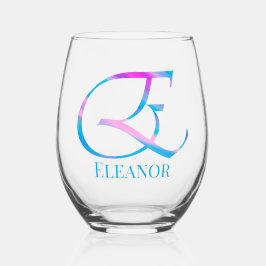 Vaso De Vino Monograma personalizado "E" Nombre Resumen Primave