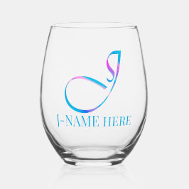 Vaso De Vino Monograma personalizado "J" Nombre Resumen Primave
