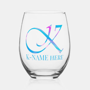 Vaso De Vino Monograma personalizado "K" Nombre Resumen Primave