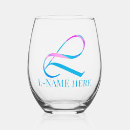 Vaso De Vino Monograma personalizado "L" Nombre Resumen Primave