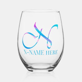 Vaso De Vino Monograma personalizado "N" Nombre Resumen Primave