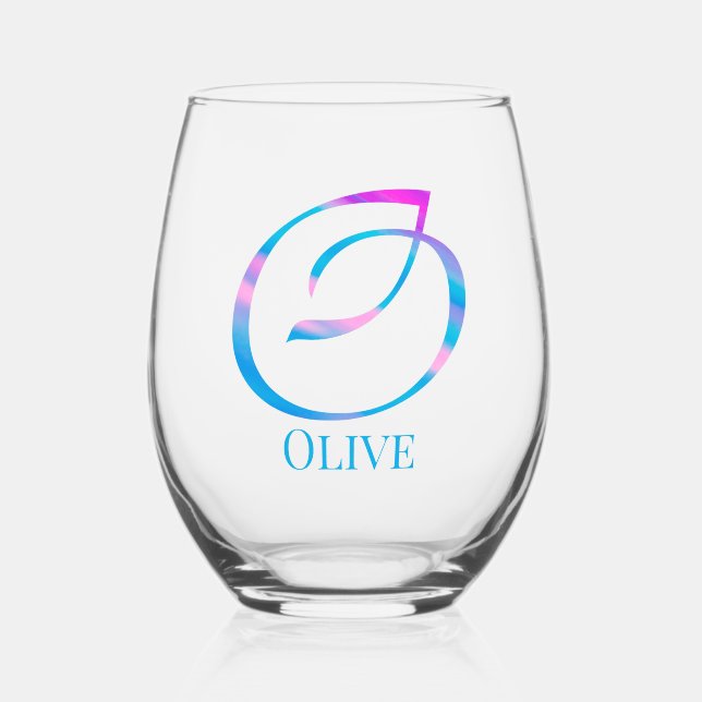 Vaso De Vino Monograma personalizado "O" Nombre Resumen Primave (Anverso)