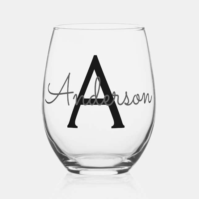 Vaso De Vino Monograma personalizado personalizado (Anverso)