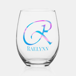 Vaso De Vino Monograma personalizado "R" Nombre Resumen Primave