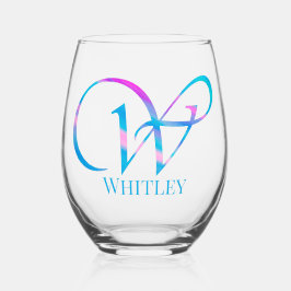 Vaso De Vino Monograma personalizado "W" Nombre Resumen Primave