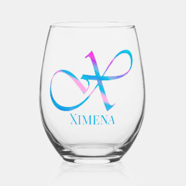 Vaso De Vino Monograma personalizado "X" Nombre Resumen Primave