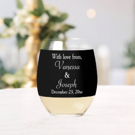 Vaso De Vino Monograma plateado boda Blanco negro