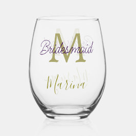 Vaso De Vino Monograma tribu novia despedida de soltera simple 