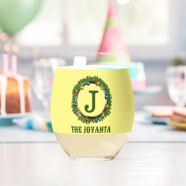 Vaso De Vino Monograma verde amarillo claro moderno