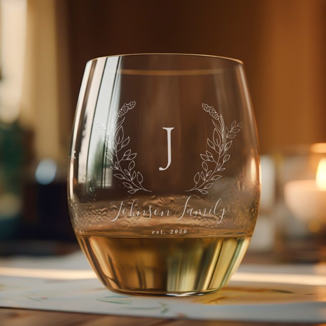 Vaso De Vino Monograma y guión de nombre elegante personalizado (Subido por el creador)