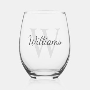 Vaso De Vino Monograma y nombre de guión personalizado