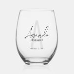 Vaso De Vino Monograma y nombre de la moderna dama de honor per<br><div class="desc">Monograma y regalos de nombre de la moderna dama de honor personalizada Este diseño presenta el nombre de la dama de honor en gris, estilo moderno de escritura a mano y monograma en gris claro moderno estilo de fuente serif serif estilo de fuente como fondo, con detalles bodas en gris...</div>