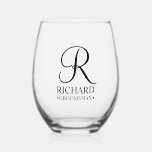 Vaso De Vino Monograma y nombre del Groomsman personalizado<br><div class="desc">Elegante Regalos Groomsman personalizados con un monograma personalizado en un estilo de letra negro elegante con el nombre y el título del groomsman en un estilo clásico de letra serif. También perfecto para el mejor hombre, padre de la novia, dama de honor, chica de flores, madre de la novia y...</div>