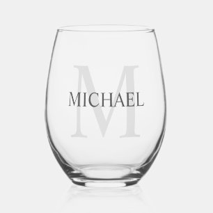 Vaso De Vino Monograma y nombre masculino personalizado