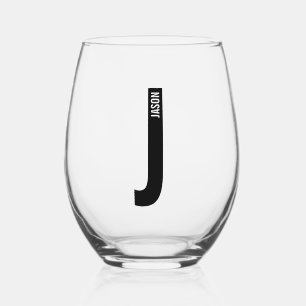 Vaso De Vino Monograma y nombre negrita personalizado moderno