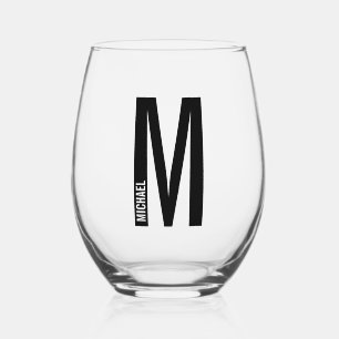 Vaso De Vino Monograma y nombre negrita personalizado moderno