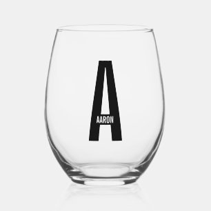 Vaso De Vino Monograma y nombre negrita personalizado moderno