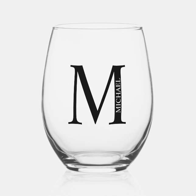 Vaso De Vino Monograma y nombre personalizados (Anverso)