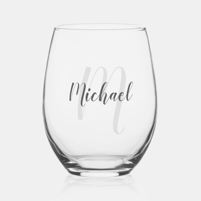 Vaso De Vino Monograma y nombre personalizados de escritura mod (Anverso)