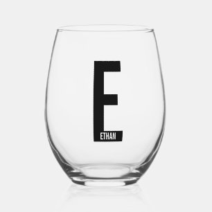 Vaso De Vino Monograma y nombre personalizados en negrita moder