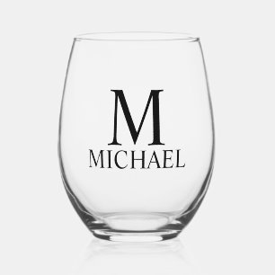 Vaso De Vino Monograma y nombre personalizados modernos