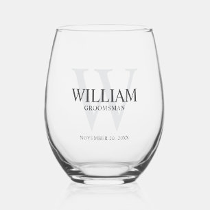Vaso De Vino Monograma y nombre personalizados para los padrino