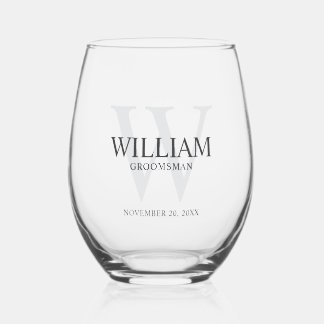 Vaso De Vino Monograma y nombre personalizados para los padrino
