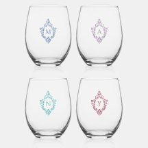 Monogramos Escudo de cosecha Azul Púrpura Verde az