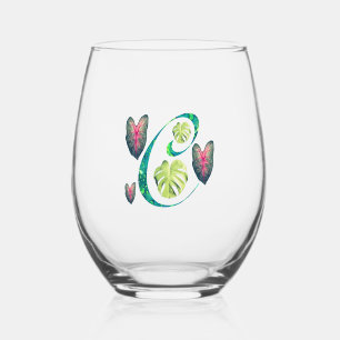 Vaso De Vino Monstera Alfabeto "C" 