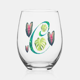 Vaso De Vino Monstera Alphabet "C"