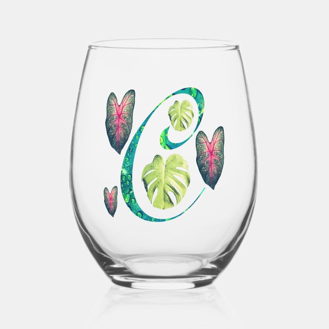 Vaso De Vino Monstera Alphabet "C" (Anverso)