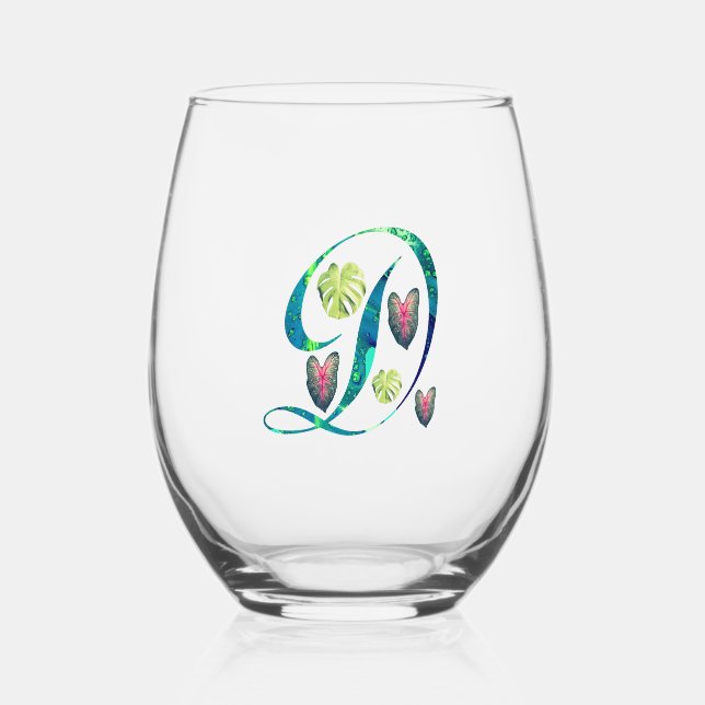 Vaso De Vino Monstera Alphabet "D" (Anverso)