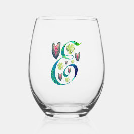 Vaso De Vino Monstera Alphabet "E"