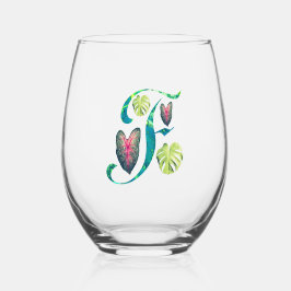 Vaso De Vino Monstera Alphabet "F"