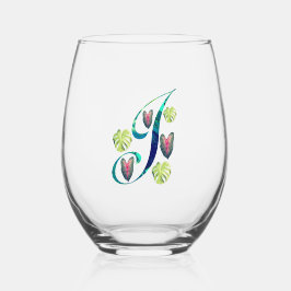 Vaso De Vino Monstera Alphabet "J"