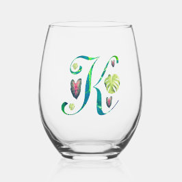 Vaso De Vino Monstera Alphabet "K"