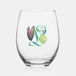 Vaso De Vino Monstera Alphabet "L"