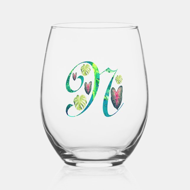 Vaso De Vino Monstera Alphabet "N" (Anverso)