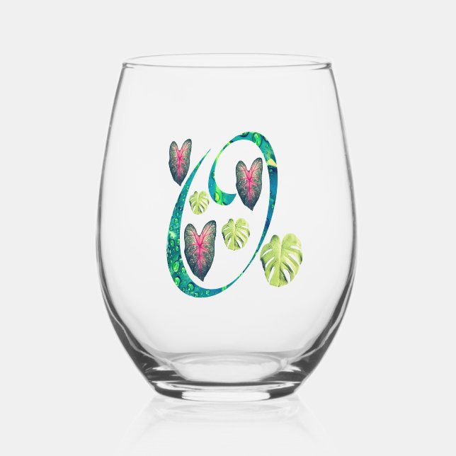 Vaso De Vino Monstera Alphabet "O" (Anverso)