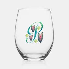 Vaso De Vino Monstera Alphabet "P"