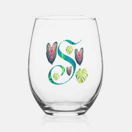 Vaso De Vino Monstera Alphabet "S"