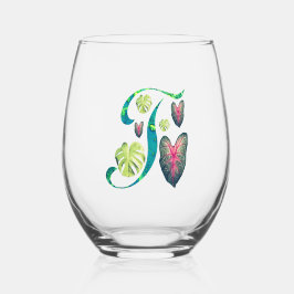 Vaso De Vino Monstera Alphabet "T"