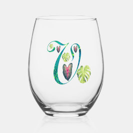 Vaso De Vino Monstera Alphabet "V"
