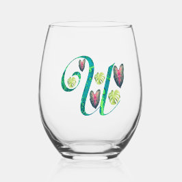 Vaso De Vino Monstera Alphabet "V"
