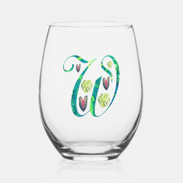 Vaso De Vino Monstera Alphabet "W"