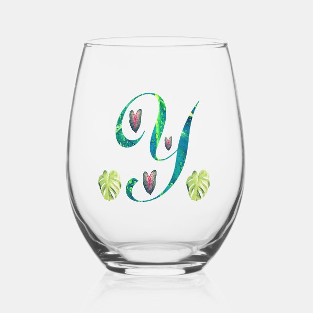 Vaso De Vino Monstera Alphabet "Y" (Anverso)