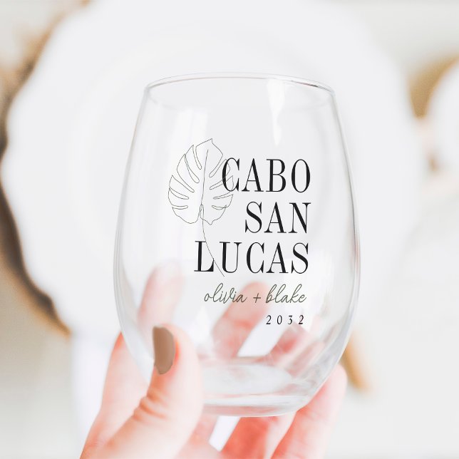 Vaso De Vino Monstera Leaf Destination Wedding Favor (Subido por el creador)