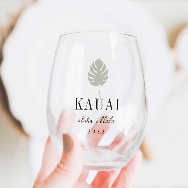 Vaso De Vino Monstera Leaf Destination Wedding Favor (Subido por el creador)