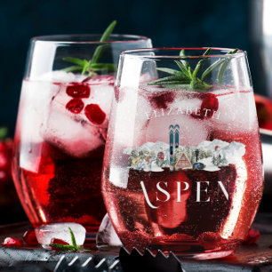 Vaso De Vino Montaña de Invierno   Despedida de soltera de esqu