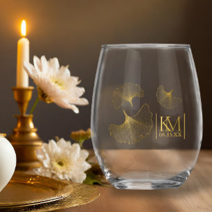 Vaso De Vino Moonlight Romance Initials Gold ID881